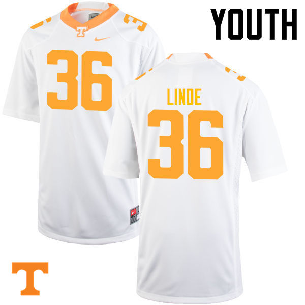 Youth #36 Grayson Linde Tennessee Volunteers College Football Jerseys-White